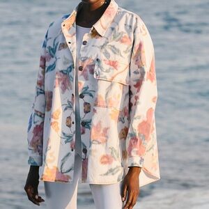 Mes Demoiselles Jodie Shirt Joy of Life Flowers  One Size Cotton Gaberdine